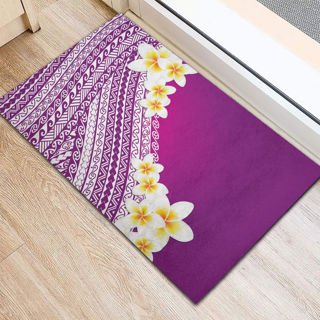 Tahiti Plumeria Tribal Pattern Rubber Doormat Wave Style Purple LT05 - Polynesian Pride
