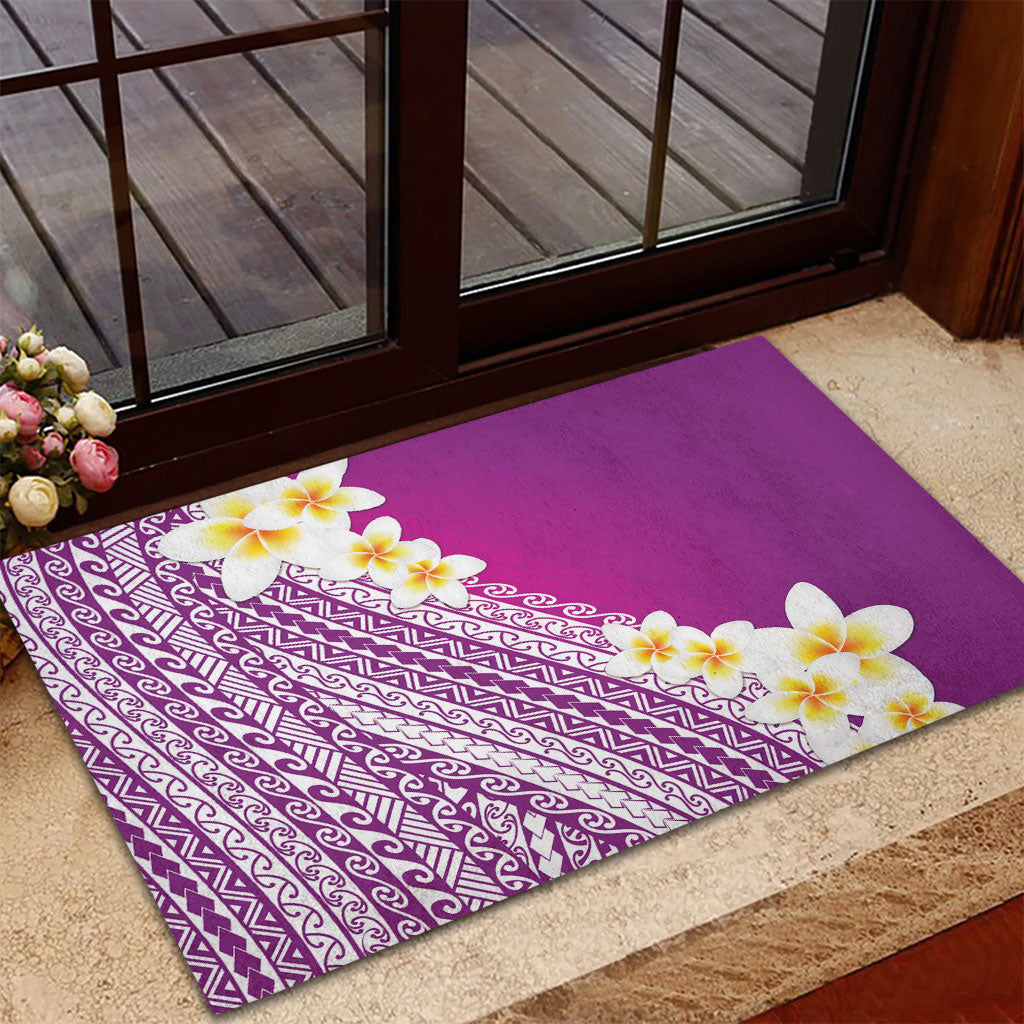 Tahiti Plumeria Tribal Pattern Rubber Doormat Wave Style Purple LT05 - Polynesian Pride