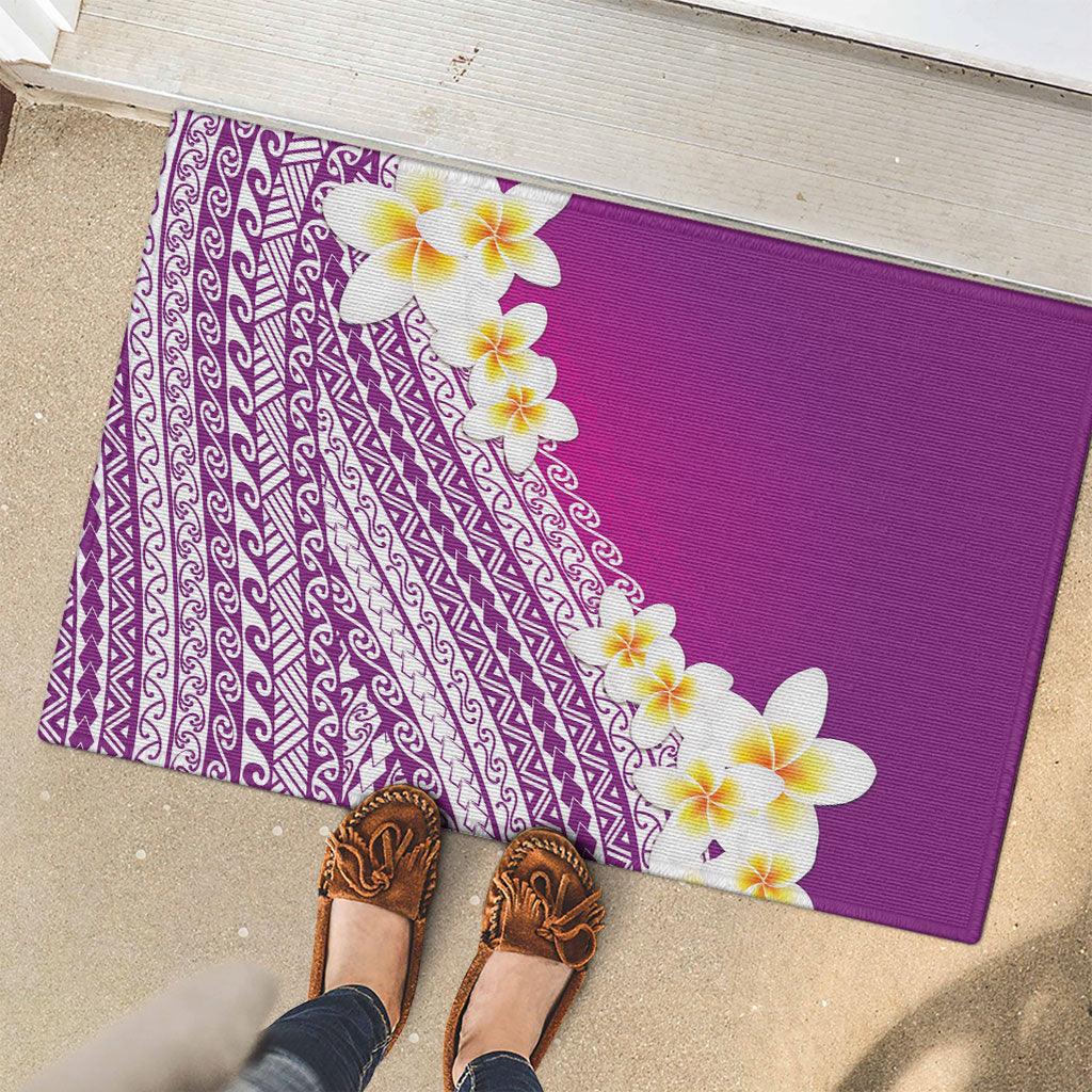 Tahiti Plumeria Tribal Pattern Rubber Doormat Wave Style Purple LT05 - Polynesian Pride