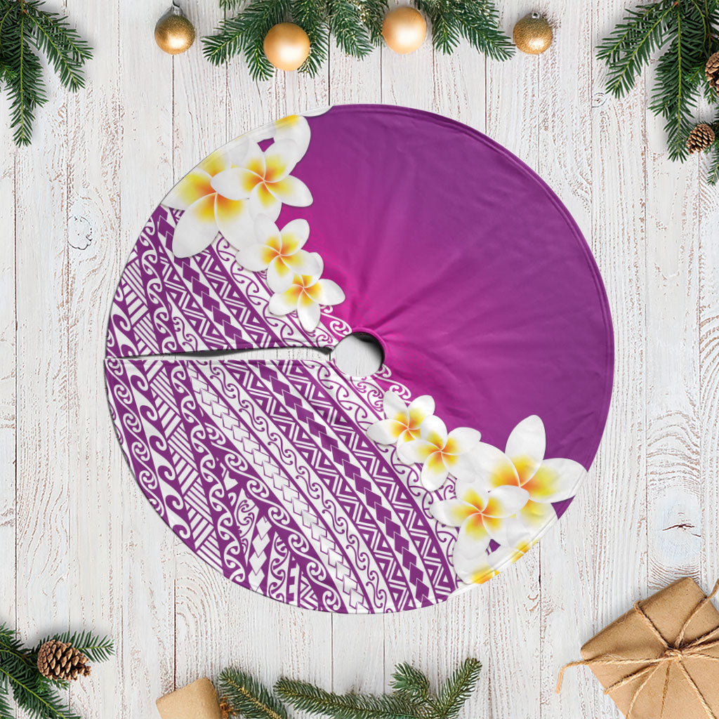 Tahiti Plumeria Tribal Pattern Tree Skirt Wave Style Purple