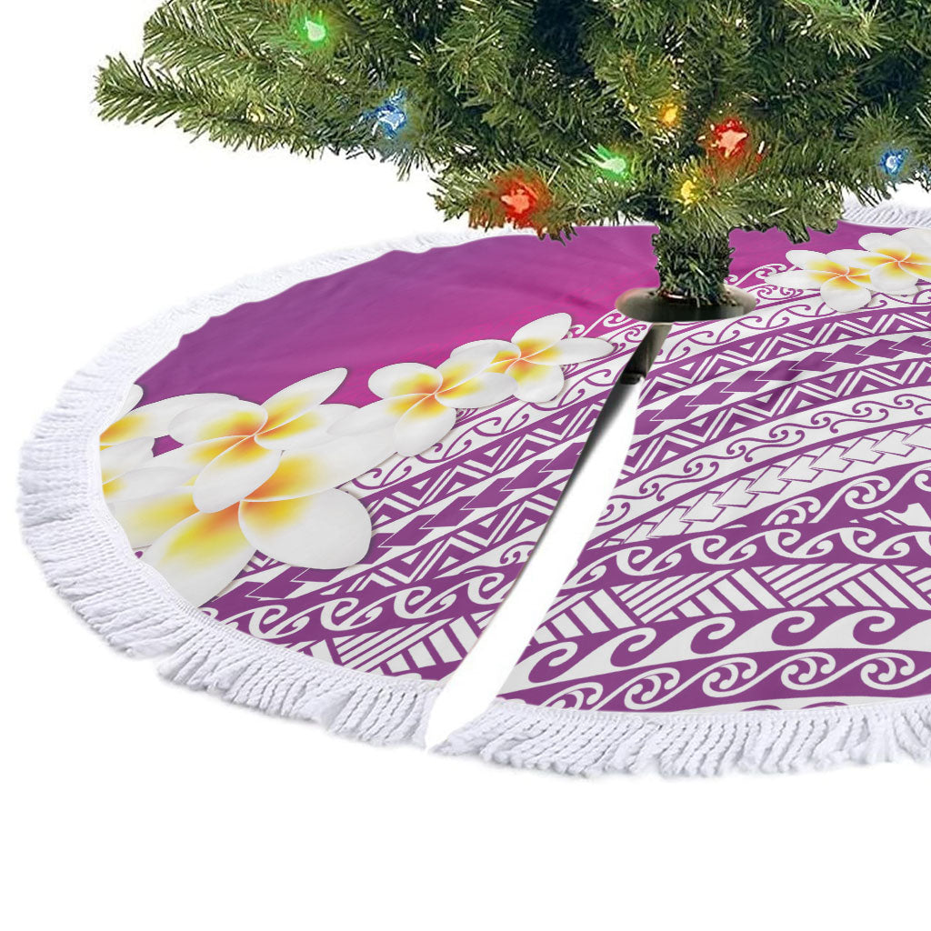 Tahiti Plumeria Tribal Pattern Tree Skirt Wave Style Purple