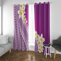Tahiti Plumeria Tribal Pattern Window Curtain Wave Style Purple LT05 With Grommets Purple - Polynesian Pride