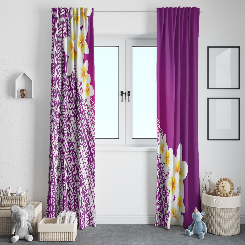 Tahiti Plumeria Tribal Pattern Window Curtain Wave Style Purple LT05 - Polynesian Pride