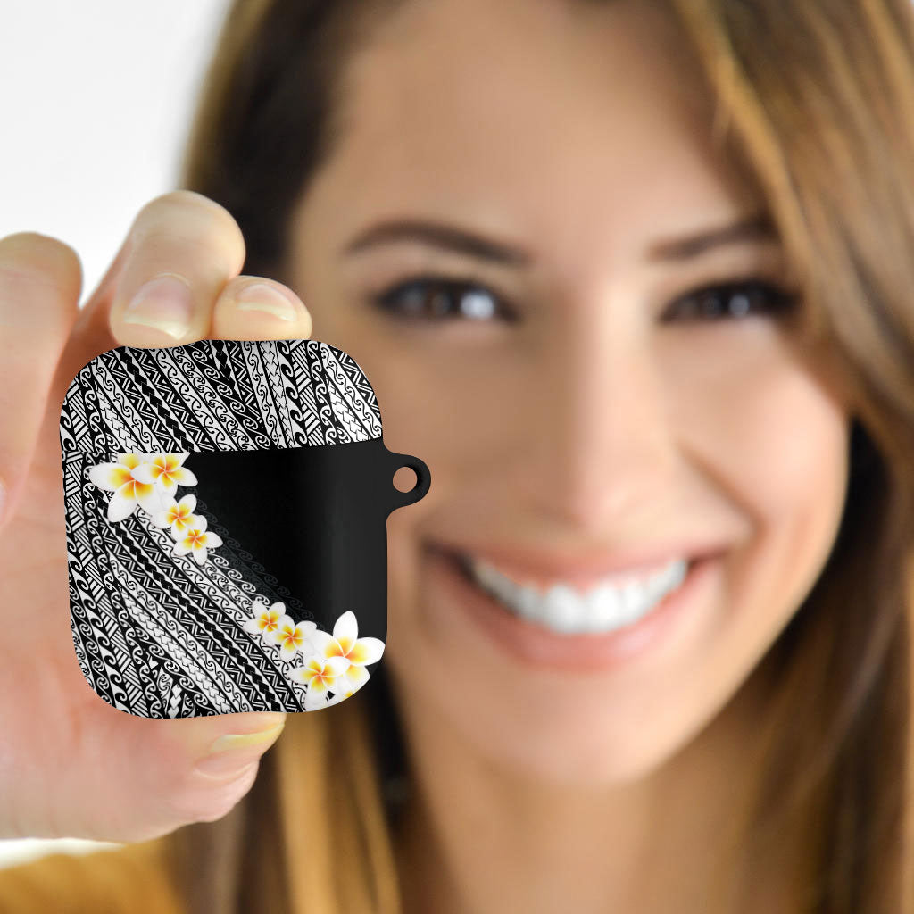 Tahiti Plumeria Tribal Pattern AirPods Case Wave Style Black LT05 - Polynesian Pride