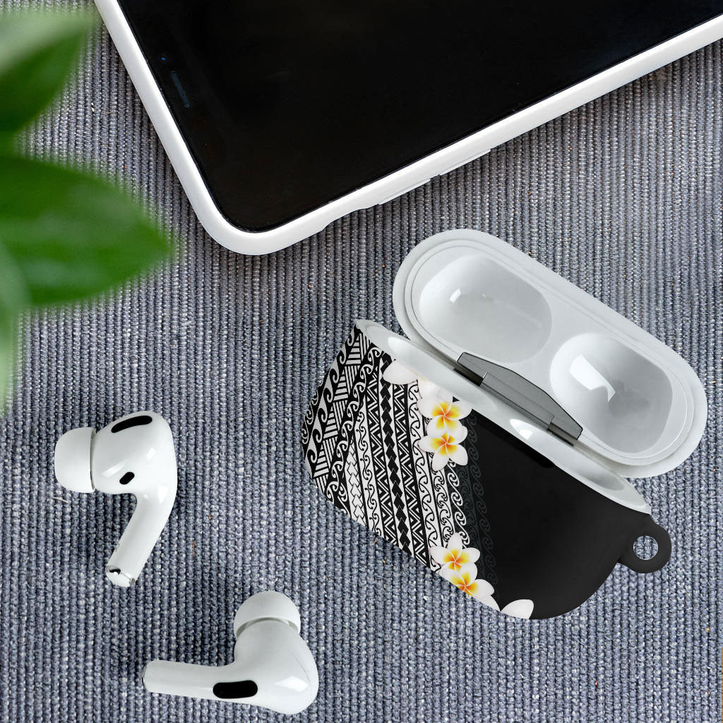Tahiti Plumeria Tribal Pattern AirPods Case Wave Style Black LT05 - Polynesian Pride