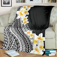 Tahiti Plumeria Tribal Pattern Blanket Wave Style Black LT05 - Polynesian Pride
