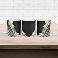 Tahiti Plumeria Tribal Pattern Ceramic Mug Wave Style Black LT05 - Polynesian Pride