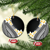 Tahiti Plumeria Tribal Pattern Ceramic Ornament Wave Style Black