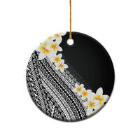 Tahiti Plumeria Tribal Pattern Ceramic Ornament Wave Style Black