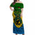 Vanuatu Malampa Province Off Shoulder Maxi Dress Coat Of Arms And Namele Fern Polynesian Pattern LT05 Women Yellow - Polynesian Pride