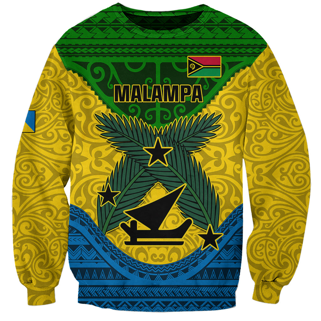 Personalized Vanuatu Malampa Province Sweatshirt Coat Of Arms And Namele Fern Polynesian Pattern LT05 Unisex Yellow - Polynesian Pride