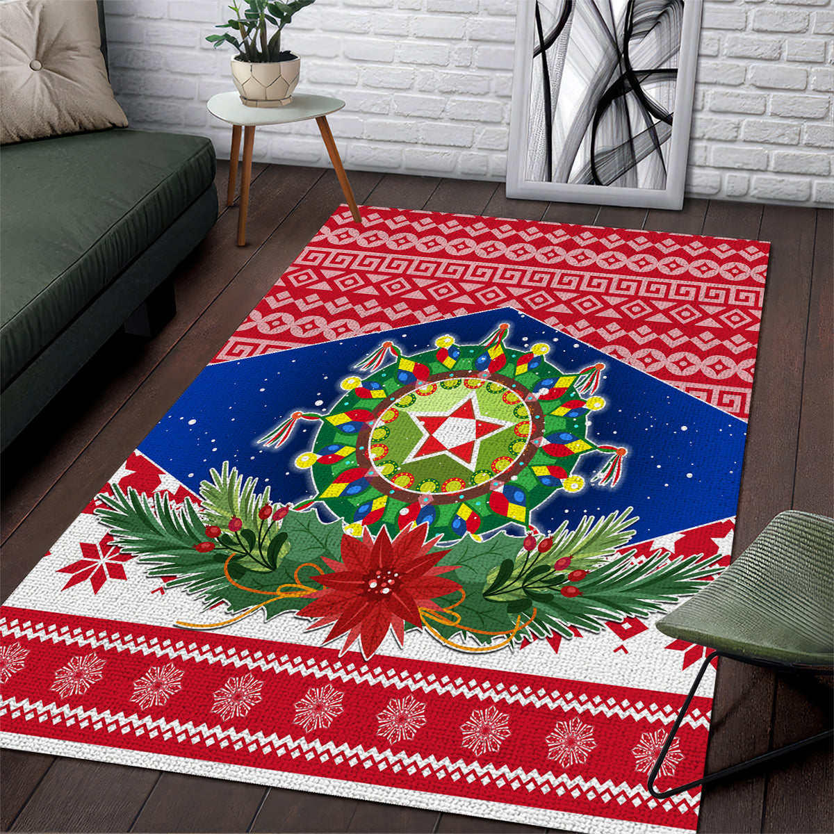 Philippines Christmas Area Rug Filipino Parol Maligayang Pasko LT05 Red - Polynesian Pride