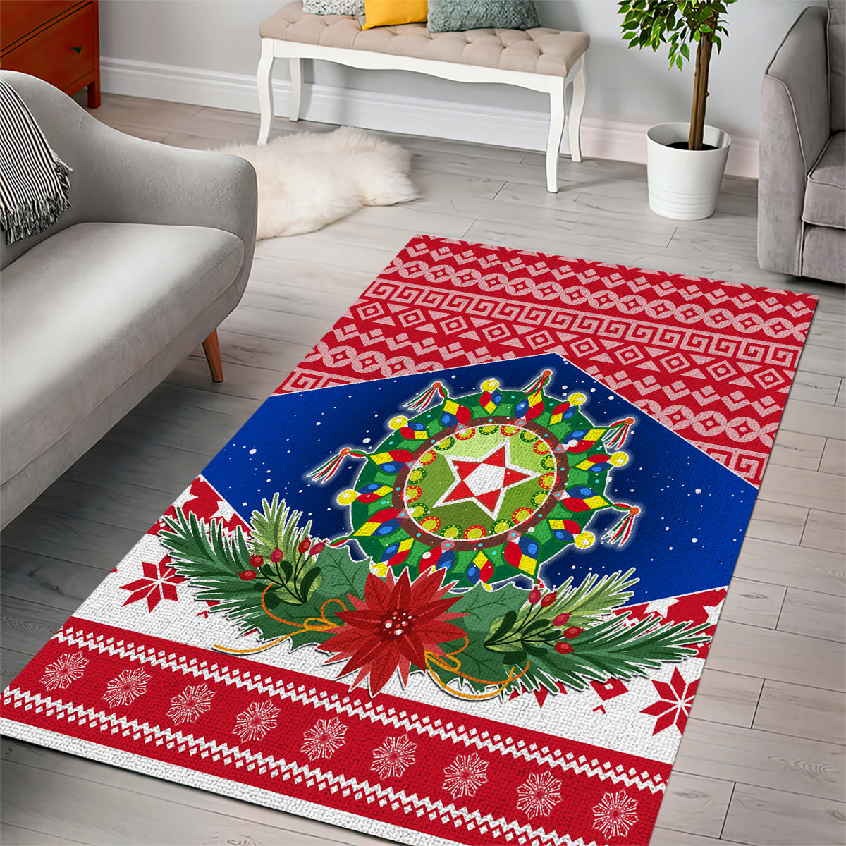Philippines Christmas Area Rug Filipino Parol Maligayang Pasko LT05 - Polynesian Pride