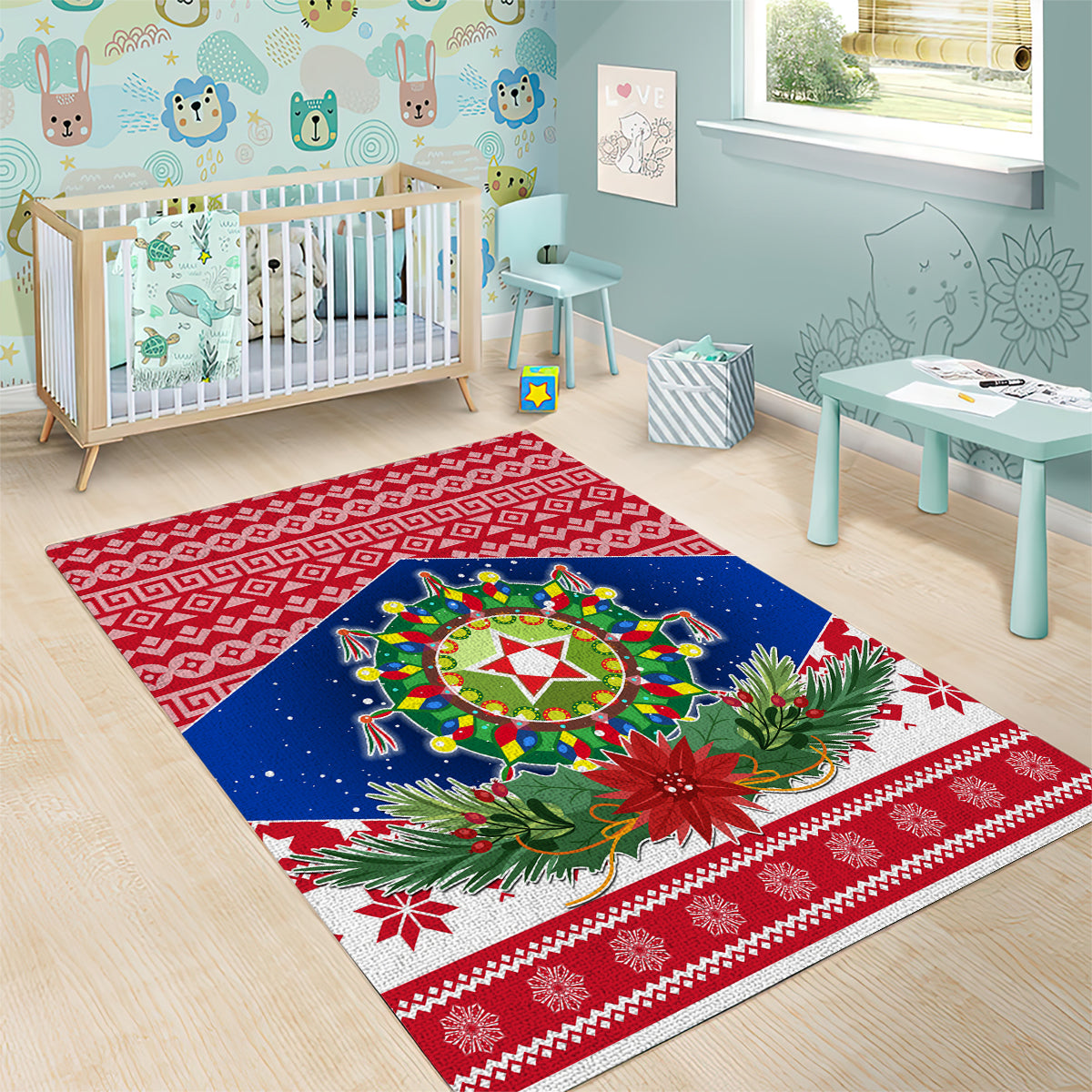 Philippines Christmas Area Rug Filipino Parol Maligayang Pasko LT05 - Polynesian Pride