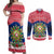 Personalised Philippines Christmas Couples Matching Off Shoulder Maxi Dress and Long Sleeve Button Shirt Filipino Parol Maligayang Pasko LT05 Red - Polynesian Pride