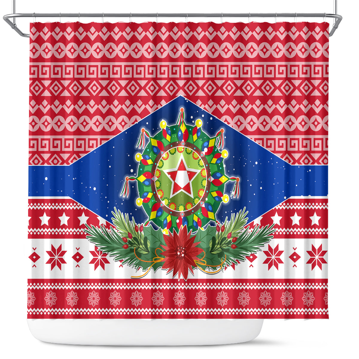 Philippines Christmas Shower Curtain Filipino Parol Maligayang Pasko LT05 Red - Polynesian Pride