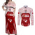 Custom Tonga Rugby Couples Matching Off Shoulder Maxi Dress and Long Sleeve Button Shirt 2023 Pacific Championships Kupesi Ngatu Mate Maa LT05 Red - Polynesian Pride