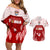 Custom Tonga Rugby Couples Matching Off Shoulder Short Dress and Hawaiian Shirt 2023 Pacific Championships Kupesi Ngatu Mate Maa LT05 Red - Polynesian Pride