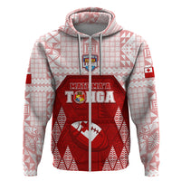 Custom Tonga Rugby Hoodie 2023 Pacific Championships Kupesi Ngatu Mate Maa LT05 Zip Hoodie Red - Polynesian Pride