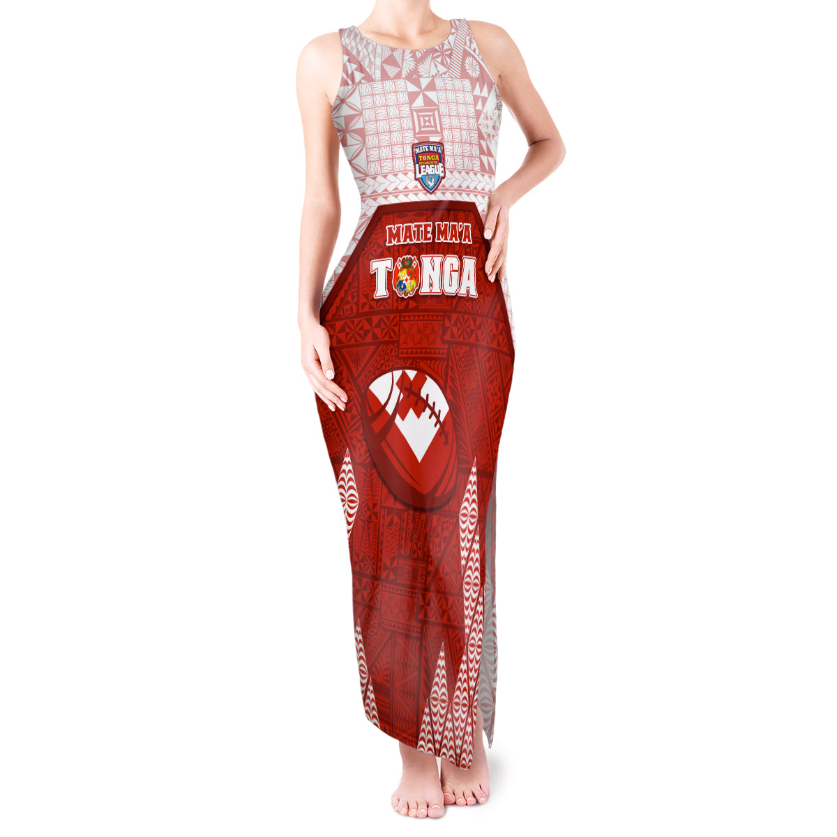 Custom Tonga Rugby Tank Maxi Dress 2023 Pacific Championships Kupesi Ngatu Mate Maa LT05 Women Red - Polynesian Pride