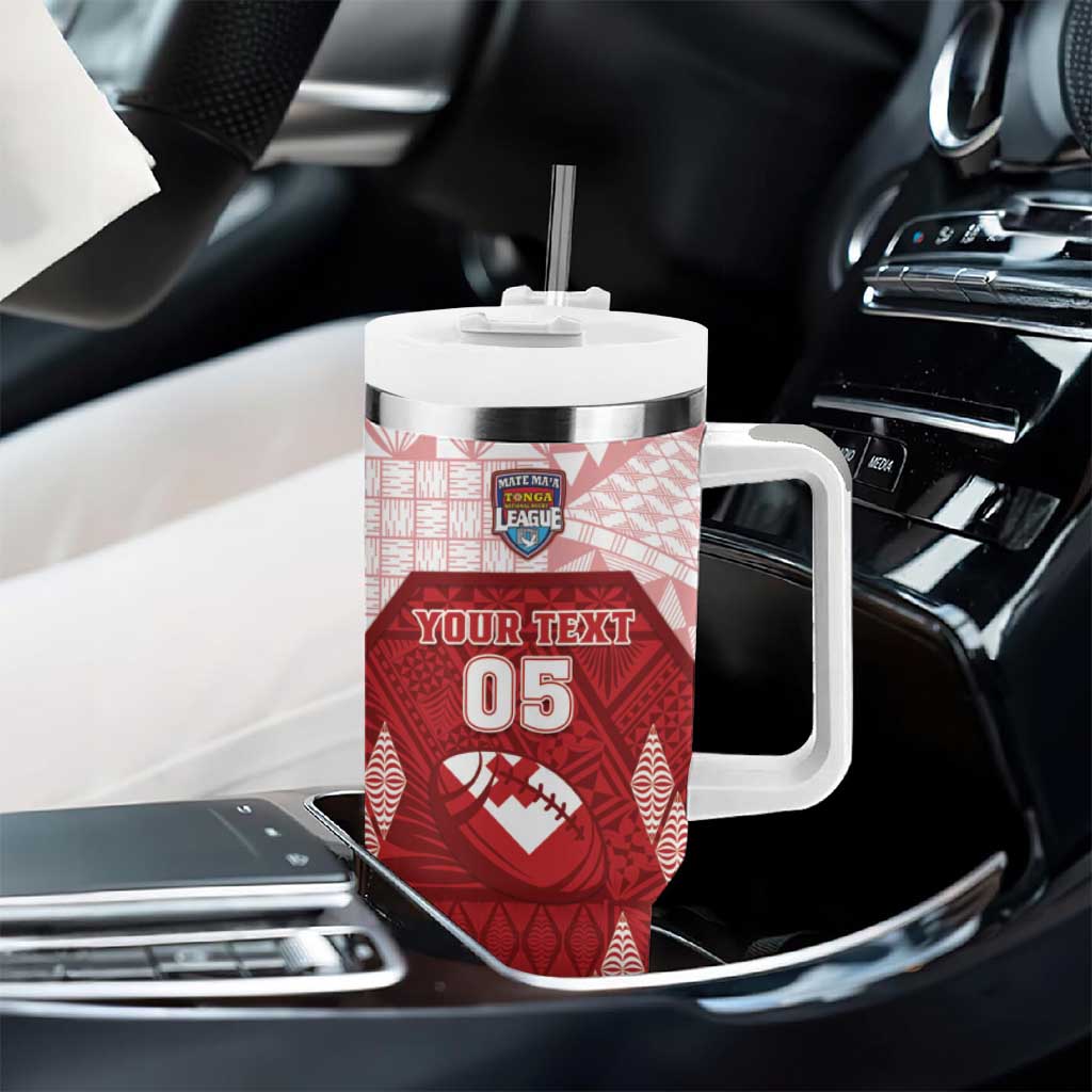 Custom Tonga Rugby Tumbler With Handle 2023 Pacific Championships Kupesi Ngatu Mate Maa LT05 - Polynesian Pride