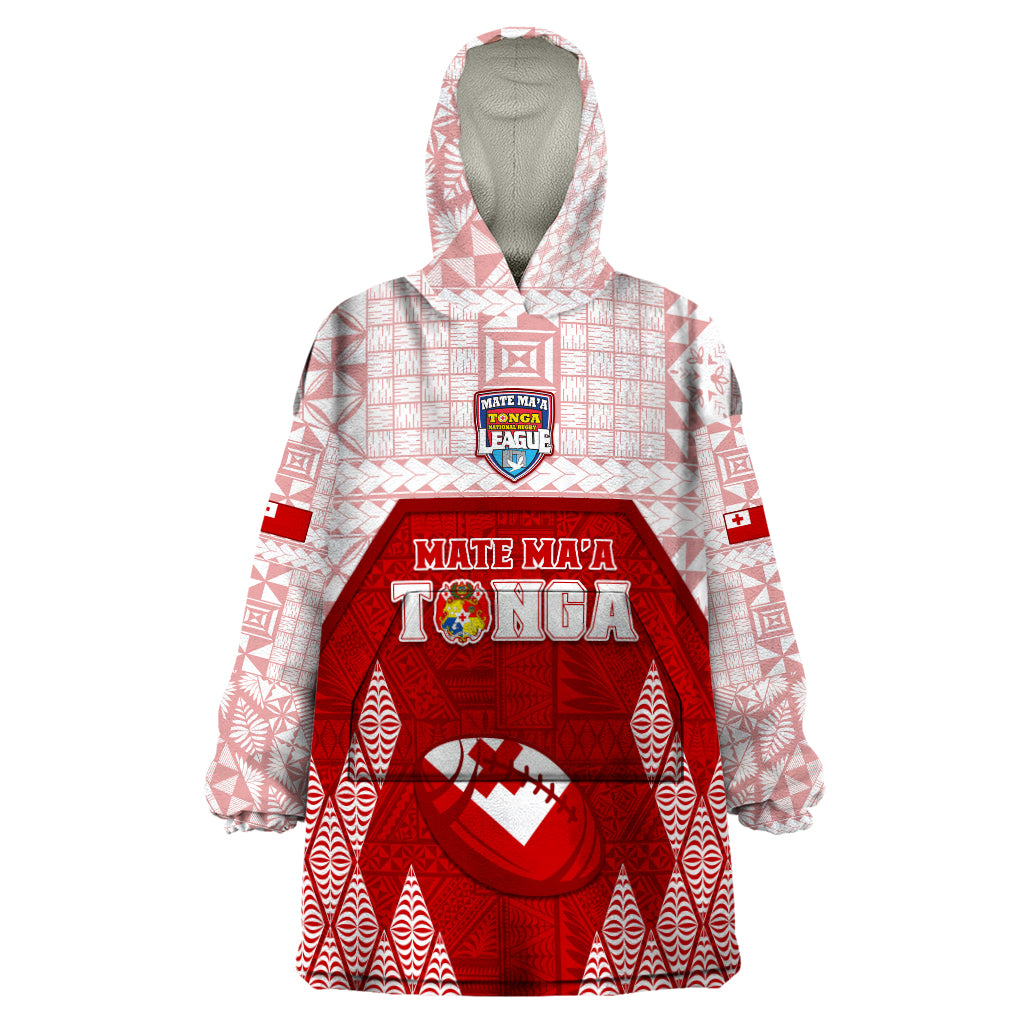 Custom Tonga Rugby Wearable Blanket Hoodie 2023 Pacific Championships Kupesi Ngatu Mate Maa LT05 One Size Red - Polynesian Pride