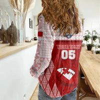 Custom Tonga Rugby Women Casual Shirt 2023 Pacific Championships Kupesi Ngatu Mate Maa LT05 - Polynesian Pride