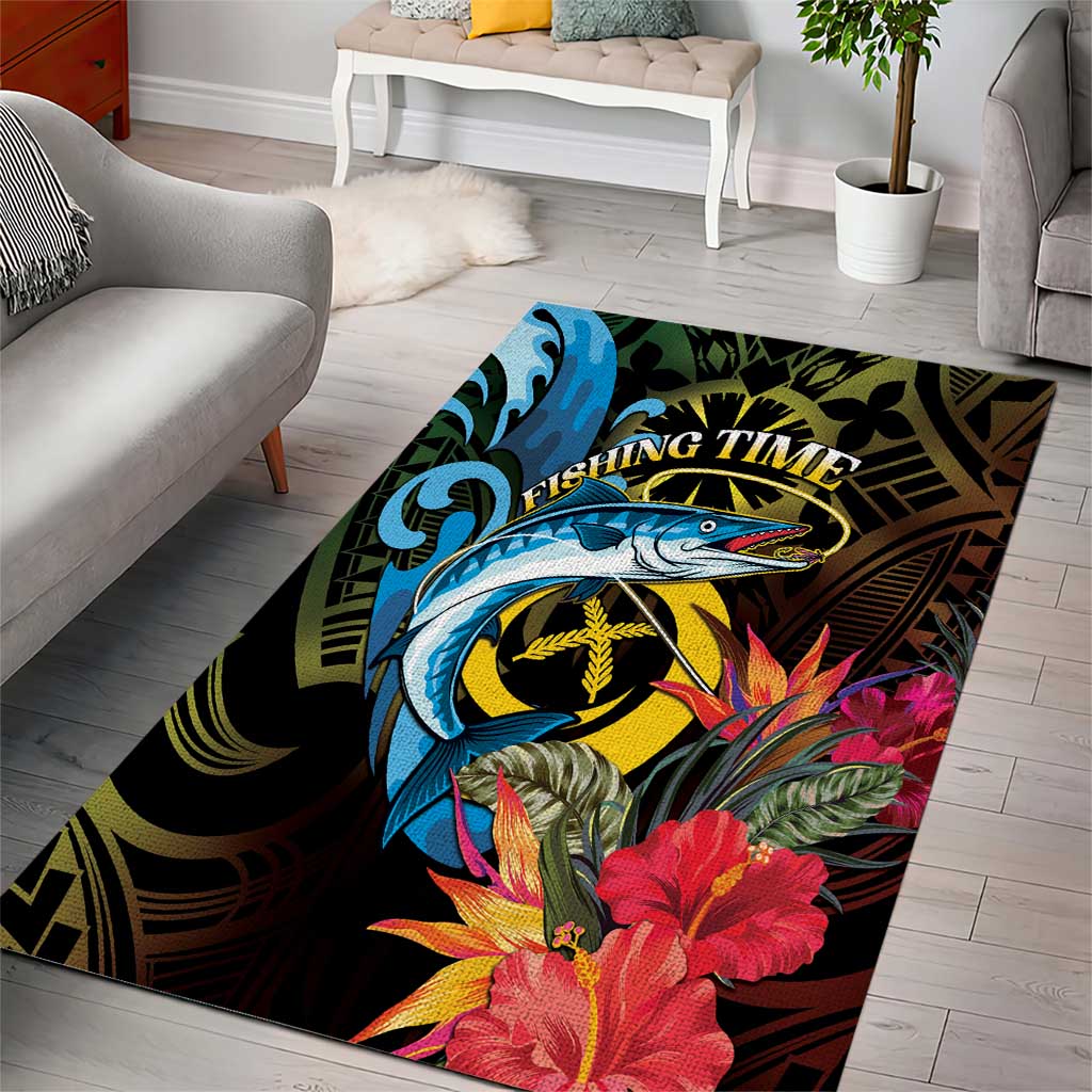 Vanuatu Fishing Area Rug It's Time To Fish LT05 - Polynesian Pride