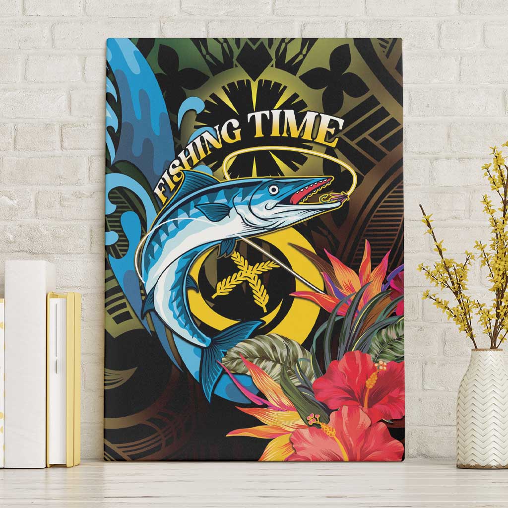Vanuatu Fishing Canvas Wall Art It's Time To Fish LT05 Without Frame Black - Polynesian Pride