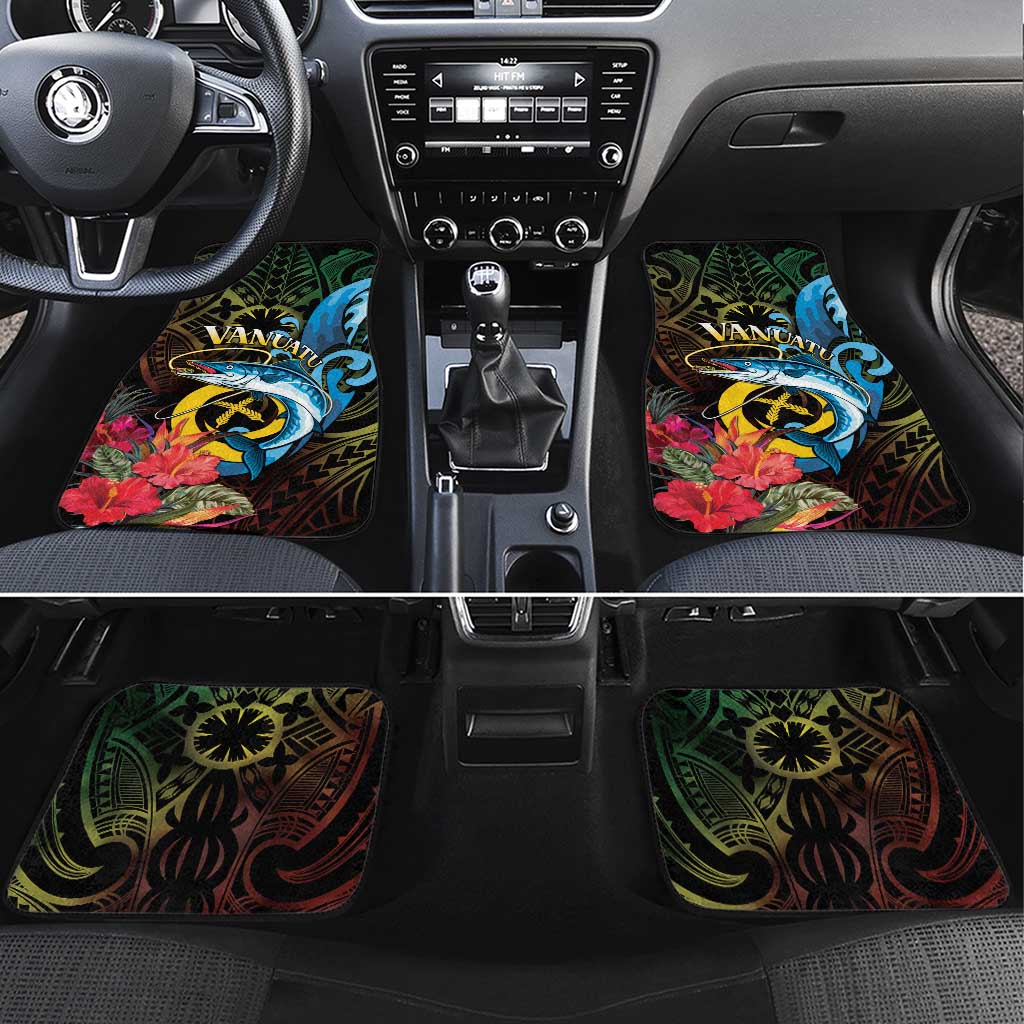 Vanuatu Fishing Car Mats It's Time To Fish LT05 Set 4pcs Black - Polynesian Pride