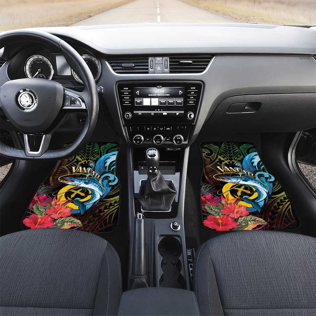 Vanuatu Fishing Car Mats It's Time To Fish LT05 Set 2pcs - Front Black - Polynesian Pride