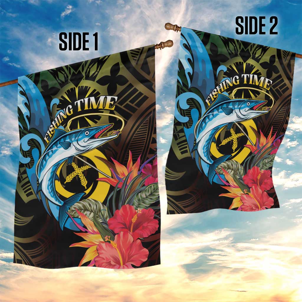 Vanuatu Fishing Garden Flag It's Time To Fish LT05 - Polynesian Pride