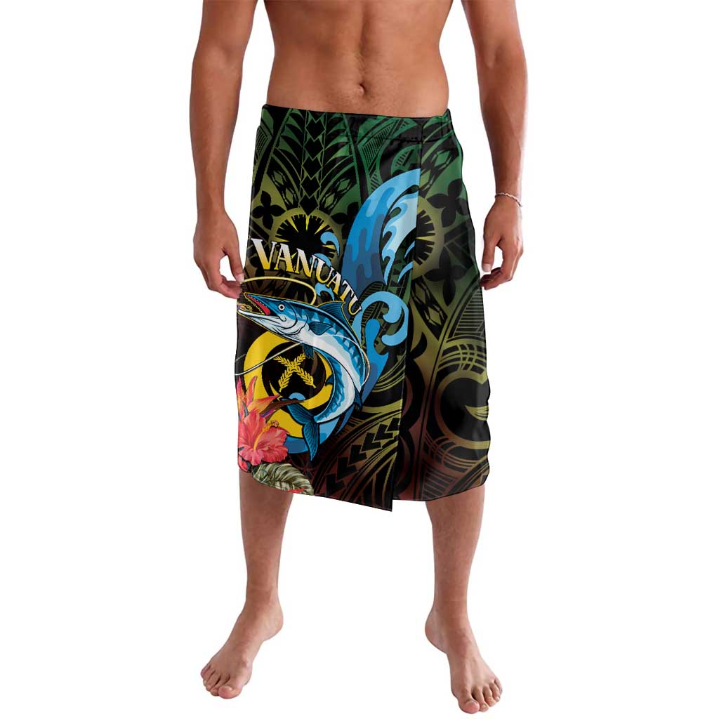 Vanuatu Fishing Lavalava It's Time To Fish LT05 Black - Polynesian Pride