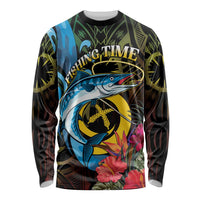 Vanuatu Fishing Long Sleeve Shirt It's Time To Fish LT05 Unisex Black - Polynesian Pride