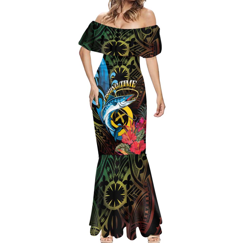 Vanuatu Fishing Mermaid Dress It's Time To Fish LT05 - Polynesian Pride