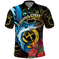 Vanuatu Fishing Polo Shirt It's Time To Fish LT05 Black - Polynesian Pride