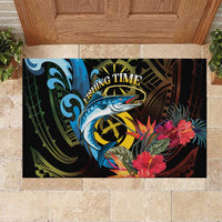 Vanuatu Fishing Rubber Doormat It's Time To Fish LT05 Black - Polynesian Pride