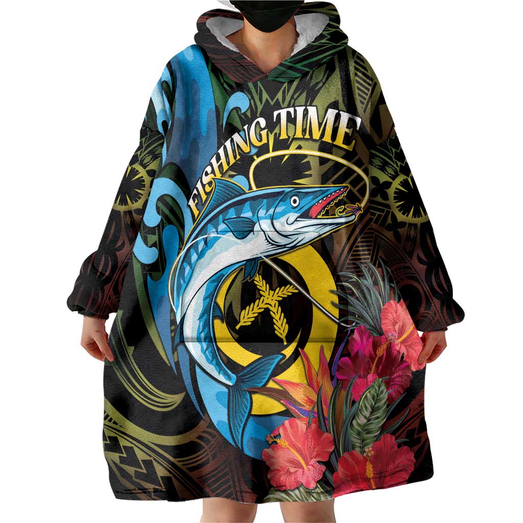 Vanuatu Fishing Wearable Blanket Hoodie It's Time To Fish LT05 - Polynesian Pride