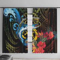 Vanuatu Fishing Window Curtain It's Time To Fish LT05 With Hooks Black - Polynesian Pride