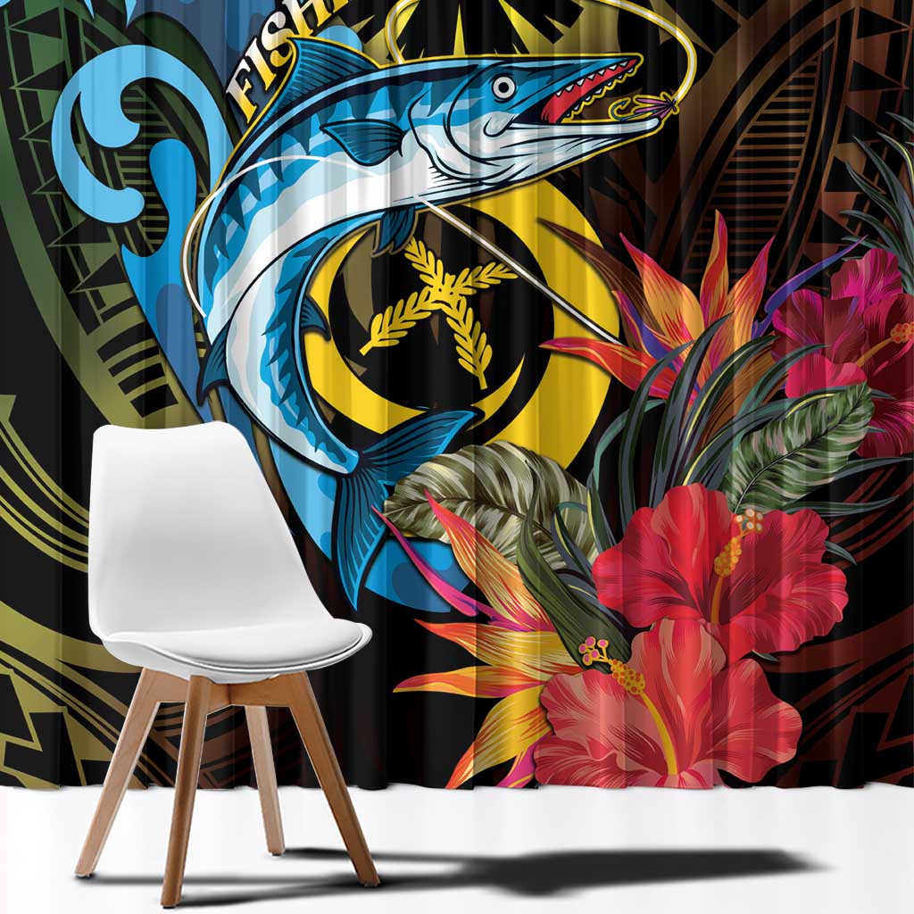 Vanuatu Fishing Window Curtain It's Time To Fish LT05 - Polynesian Pride