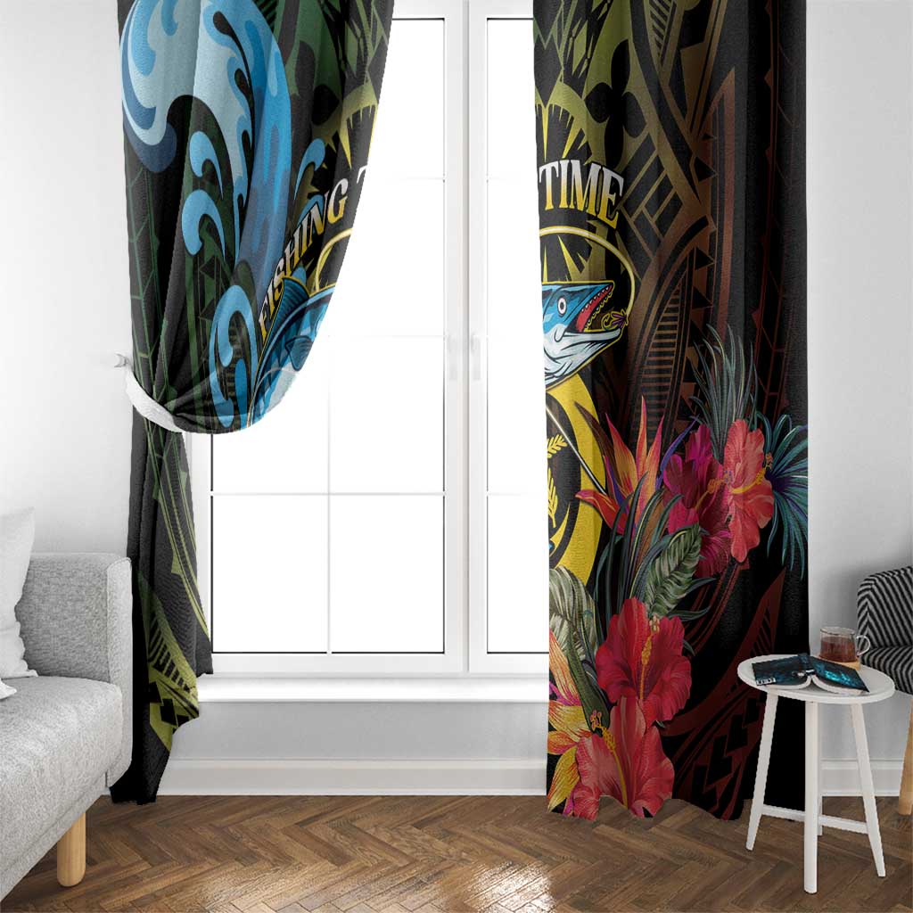 Vanuatu Fishing Window Curtain It's Time To Fish LT05 - Polynesian Pride
