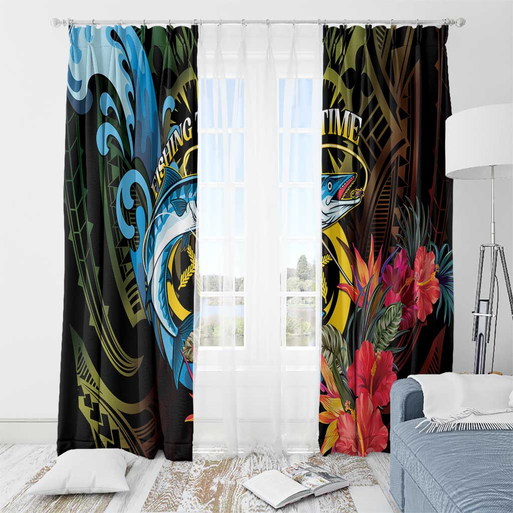 Vanuatu Fishing Window Curtain It's Time To Fish LT05 - Polynesian Pride