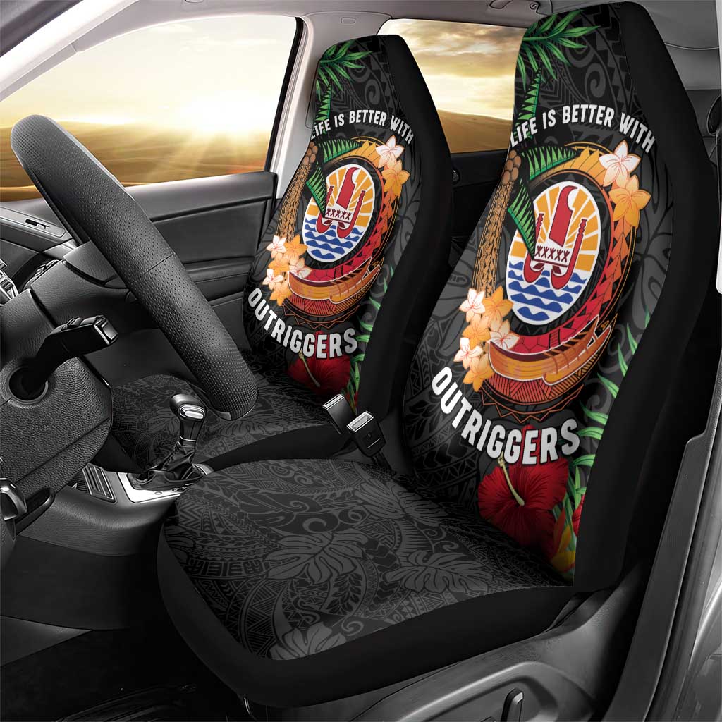 French Polynesia Outrigger Canoe Race Car Seat Cover Tropical Vibe LT05 - Polynesian Pride
