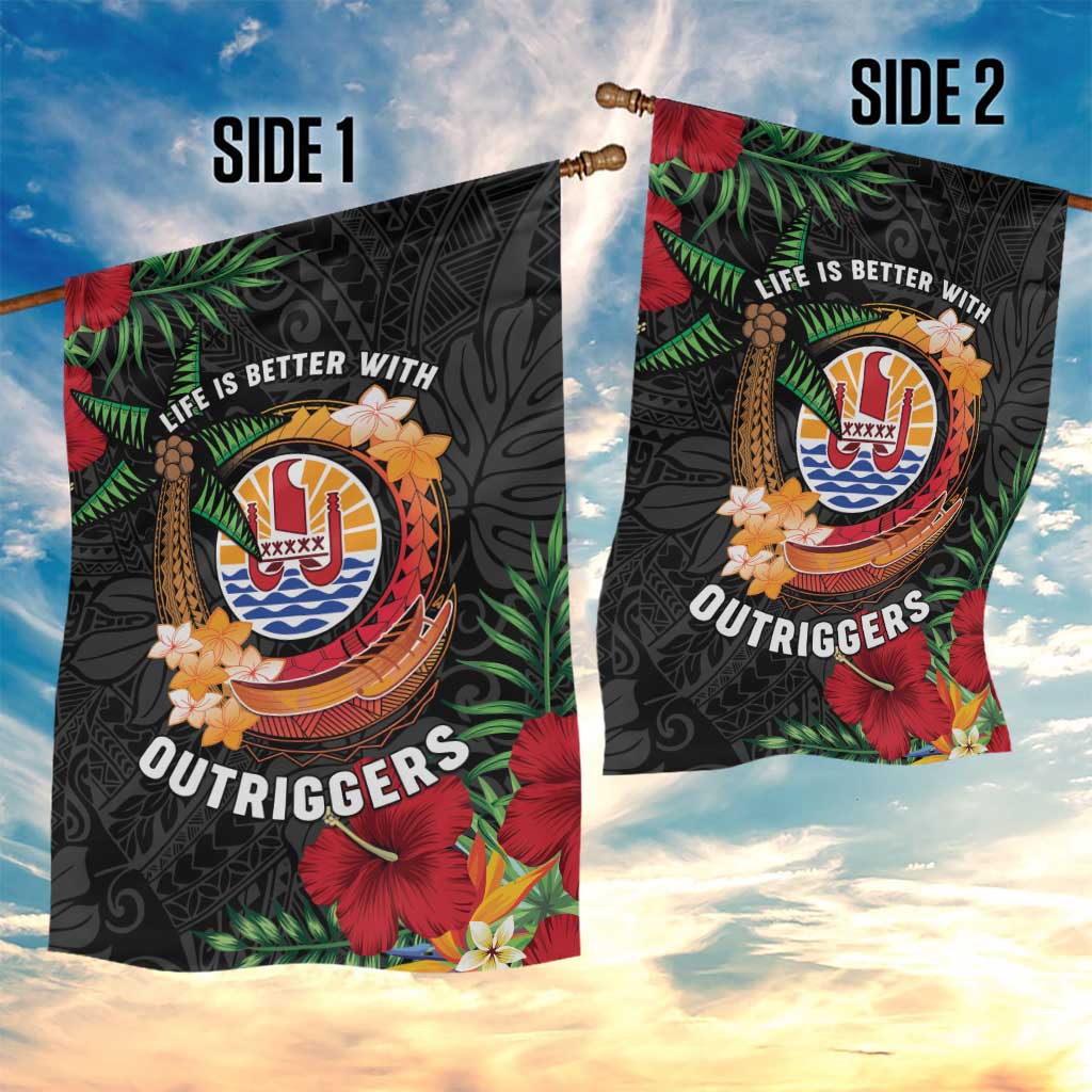 French Polynesia Outrigger Canoe Race Garden Flag Tropical Vibe LT05 - Polynesian Pride