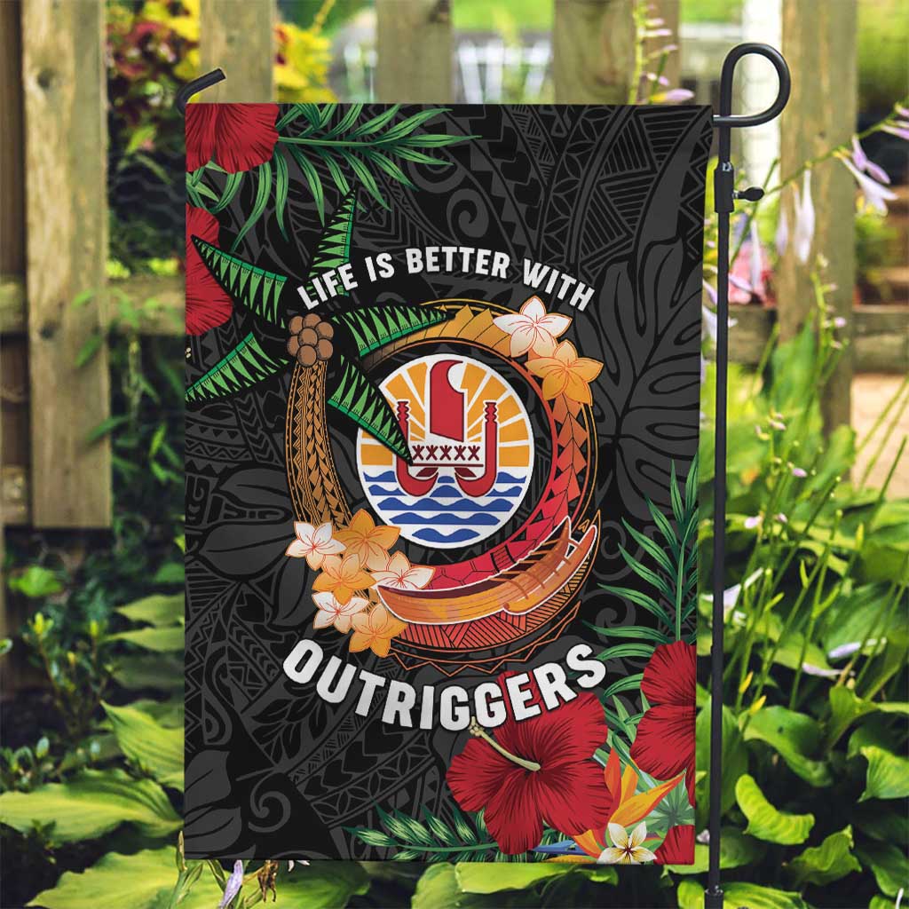 French Polynesia Outrigger Canoe Race Garden Flag Tropical Vibe LT05 Garden Flag Black - Polynesian Pride