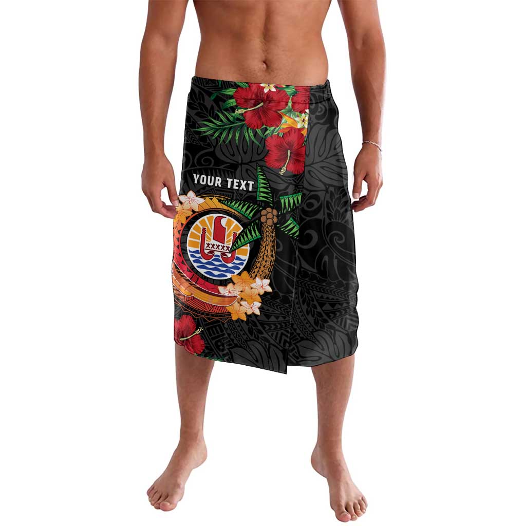 Personalised French Polynesia Outrigger Canoe Race Lavalava Tropical Vibe LT05 Black - Polynesian Pride