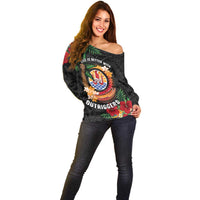 Personalised French Polynesia Outrigger Canoe Race Off Shoulder Sweater Tropical Vibe LT05 - Polynesian Pride