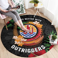 French Polynesia Outrigger Canoe Race Round Carpet Tropical Vibe LT05 - Polynesian Pride