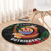 French Polynesia Outrigger Canoe Race Round Carpet Tropical Vibe LT05 - Polynesian Pride