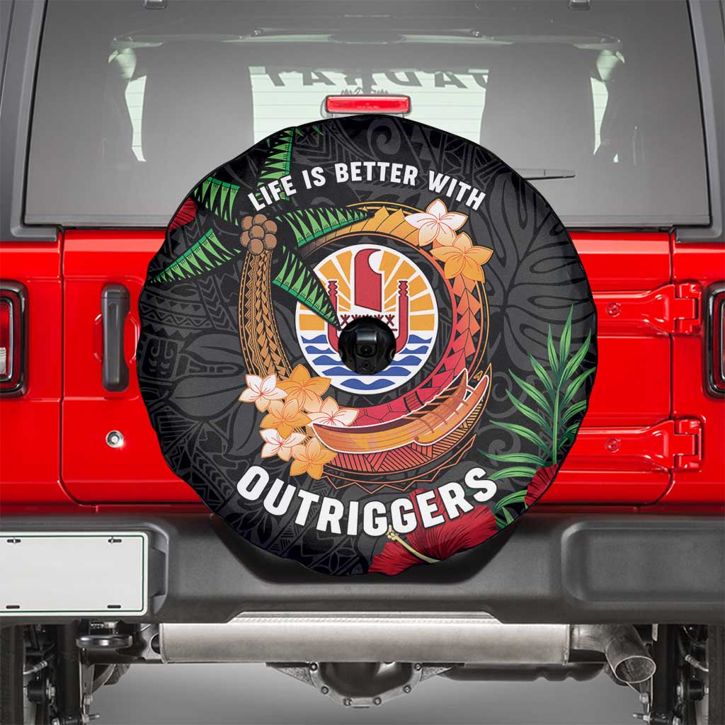 French Polynesia Outrigger Canoe Race Spare Tire Cover Tropical Vibe LT05 - Polynesian Pride